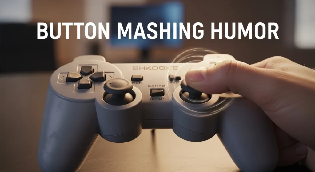 Button mashing humor