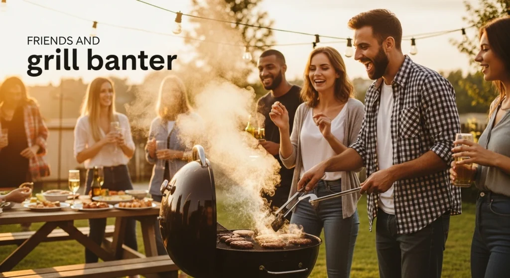 Friends and grill banter