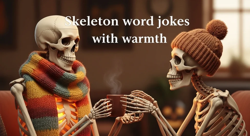 Skeleton word jokes with warmth