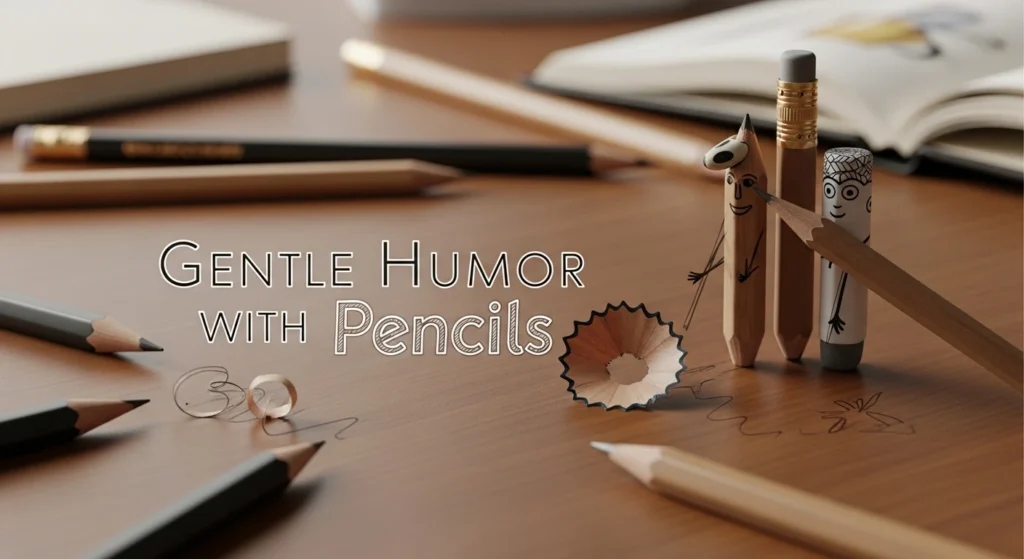 gentle humor with pencils